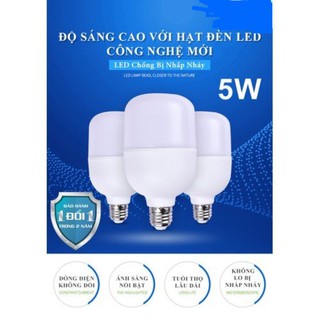 Bóng Led Bulb trụ nhựa ánh sáng trắng 5W cao cấp