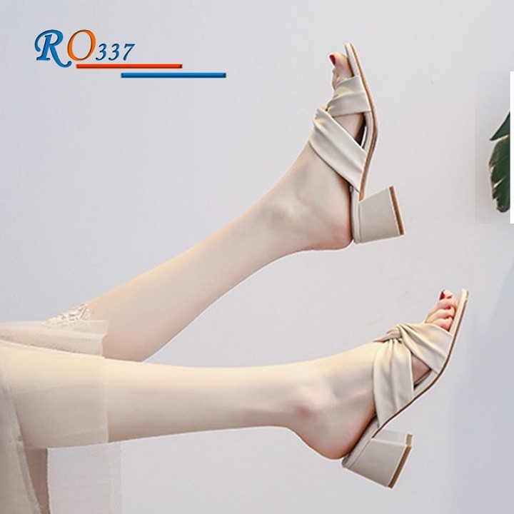 Dép nữ sandal cao gót 5p hàng hiệu rosata đẹp hai màu vàng kem ro337