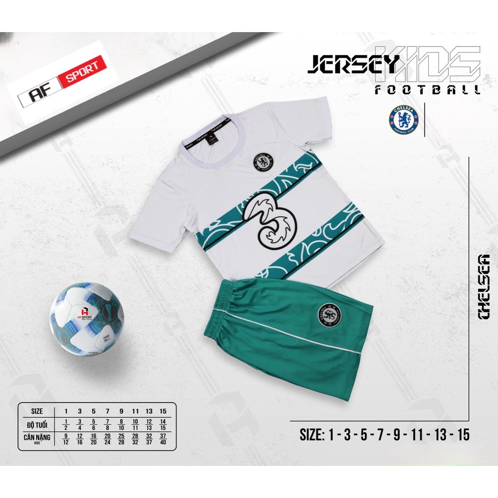 Bộ quần áo thể thao Chelsea Trắng Xanh Cao Cấp