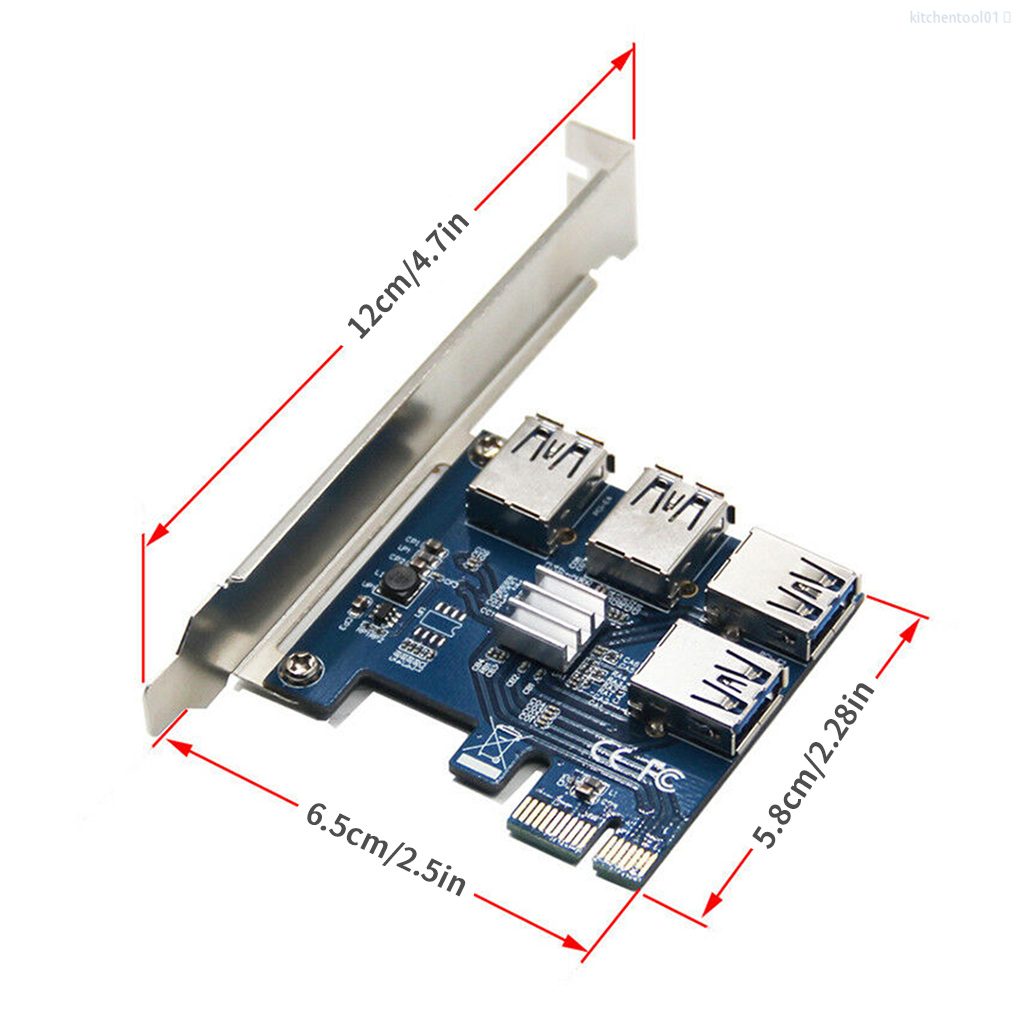 Bo mạch mở rộng chuyển đổi PCI-E thành 4 cổng USB 3.0 cho hệ thống mining tiện lợi