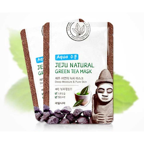 Mặt nạ đắp mặt trà xanh Welcos Jeju Natural Green tea Mask Hàn Quốc Bộ 10 miếng giảm mụn , sạch nhờn