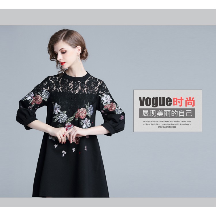 Real Shot Women's High Quality Embroidered Lace Paneled Mini Party Dress | BigBuy360 - bigbuy360.vn