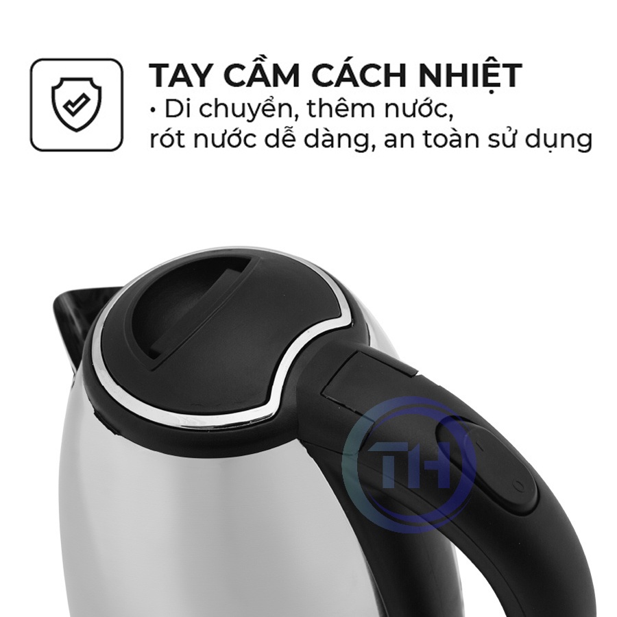 Ấm Siêu Tốc Sunhouse Chính Hãng 1.8l HTD1081 , Bình Đun Siêu Tốc Tay Cầm Cách Nhiệt Chất Liệu Inox Cao Cấp