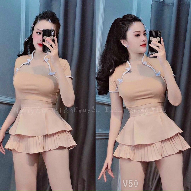 Áo croptop cổ tàu thun borip cao cấp chuẩn hàng shop - A0T