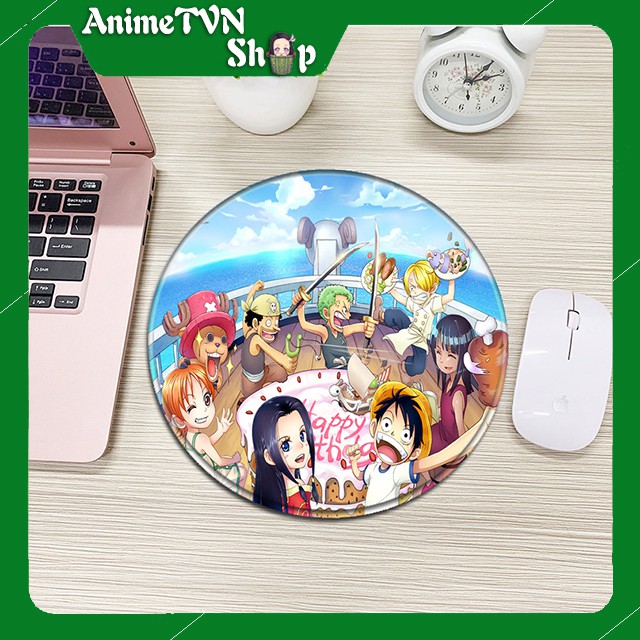 Miếng lót chuột hình tròn Anime/Manga One piece - Đảo Hải Tặc - Hàng cao cấp từ cao su thiên nhiên (24 x 20 x 0.2)