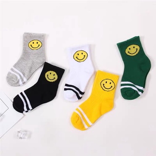 Tát cao cổ cho bé, Set 5 Đôi Vớ Cotton Hình Mặt Cười Dễ Thương Cho Bé