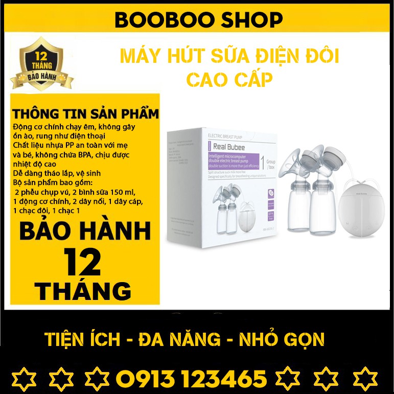 MÁY HÚT SỮA ĐIỆN ĐÔI REAL BUBEE ( BH 12 THÁNG ) .