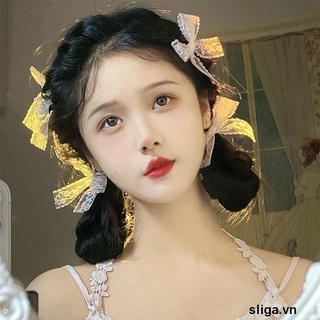 💖💖Kẹp tóc nơ ren trắng đơn giản cho nữ