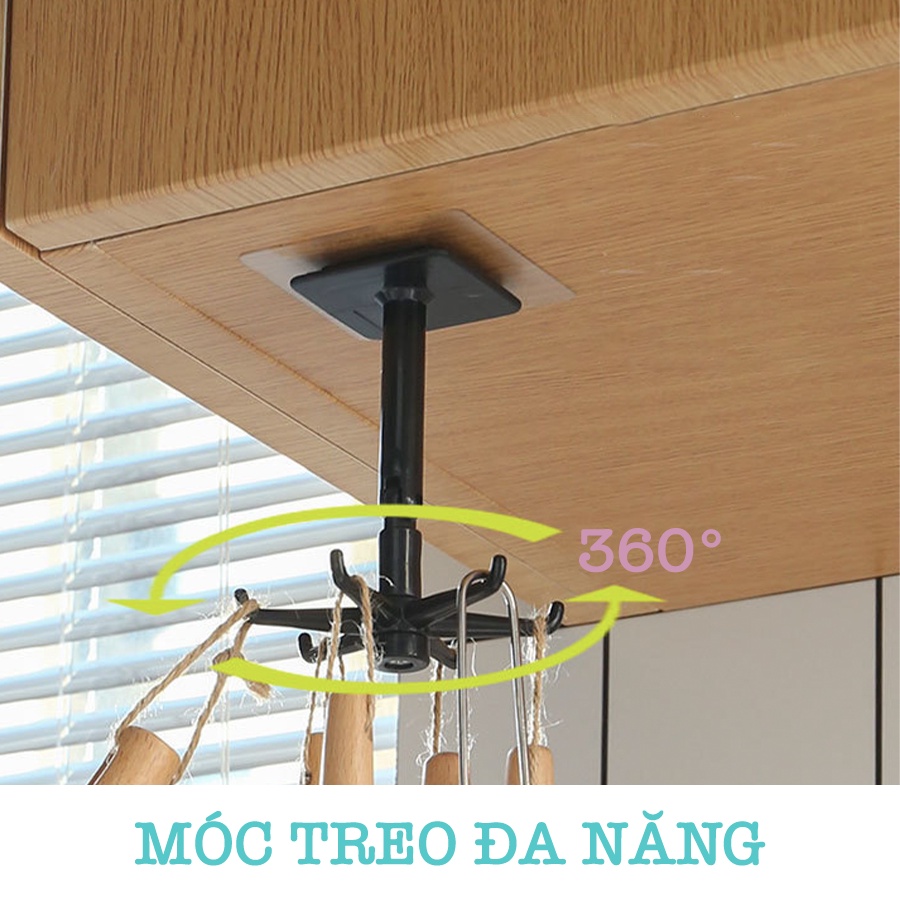 Móc Dán Tường 6 Chân Xoay 360 Độ Đa Năng Siêu Bám Dính Z005