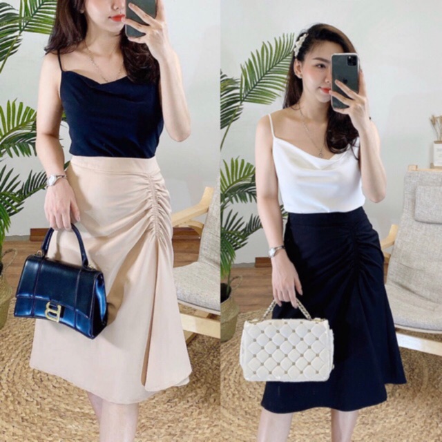Chân váy dúm eo B*SK - ẢNH THẬT