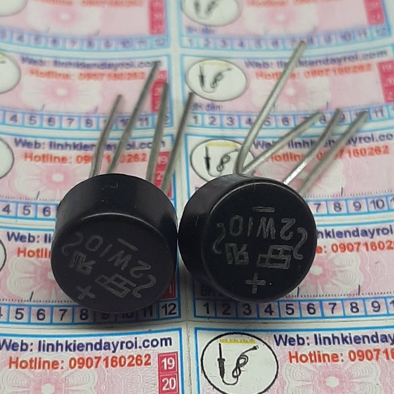 Diode cầu chỉnh lưu hình tròn tụ 2W10 2A1000V