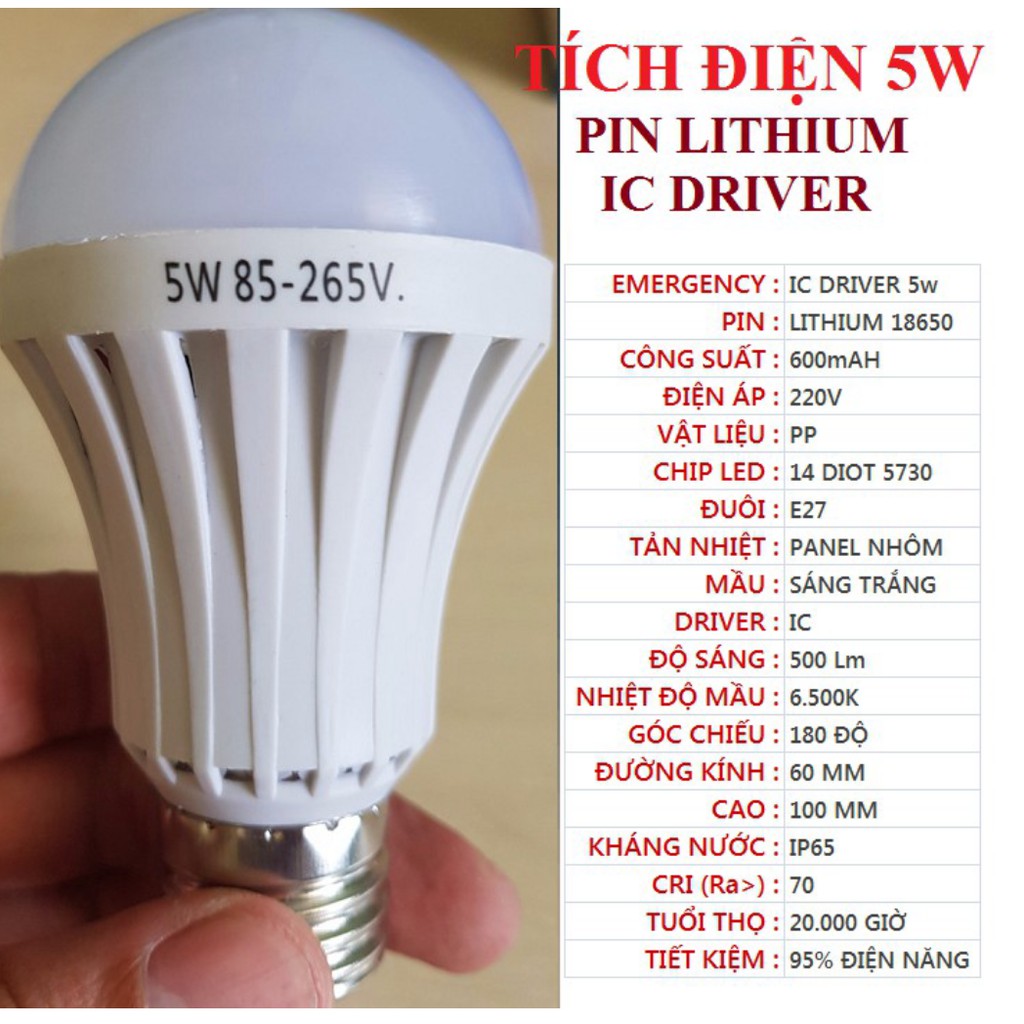 Bóng đèn LED tích điện 15w