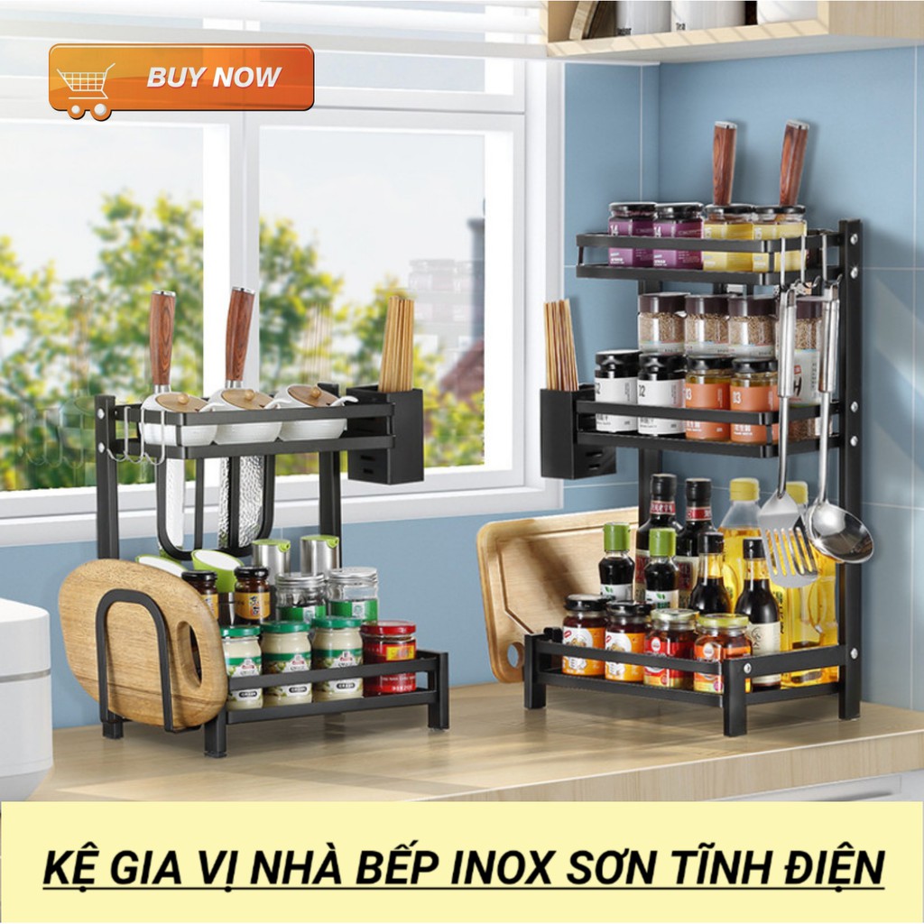 ⚡ 2 TẦNG - 3 TẦNG ⚡ Kệ Đựng Gia Vị INOX Sơn Tĩnh Điện Chống Rỉ Cao Cấp 2, 3 Tầng Bản Đầy Đủ