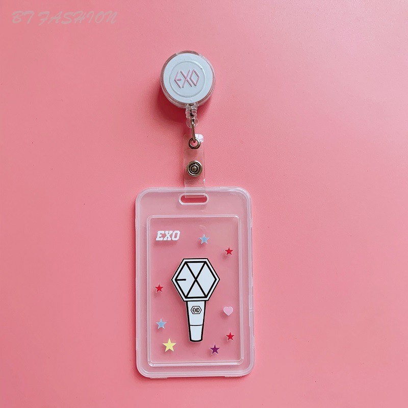 BLACKPINK GOT7 SEVENTEEN TWICE EXO Card Holder Stretchy Rope With Clip Kpop Office School Stationery