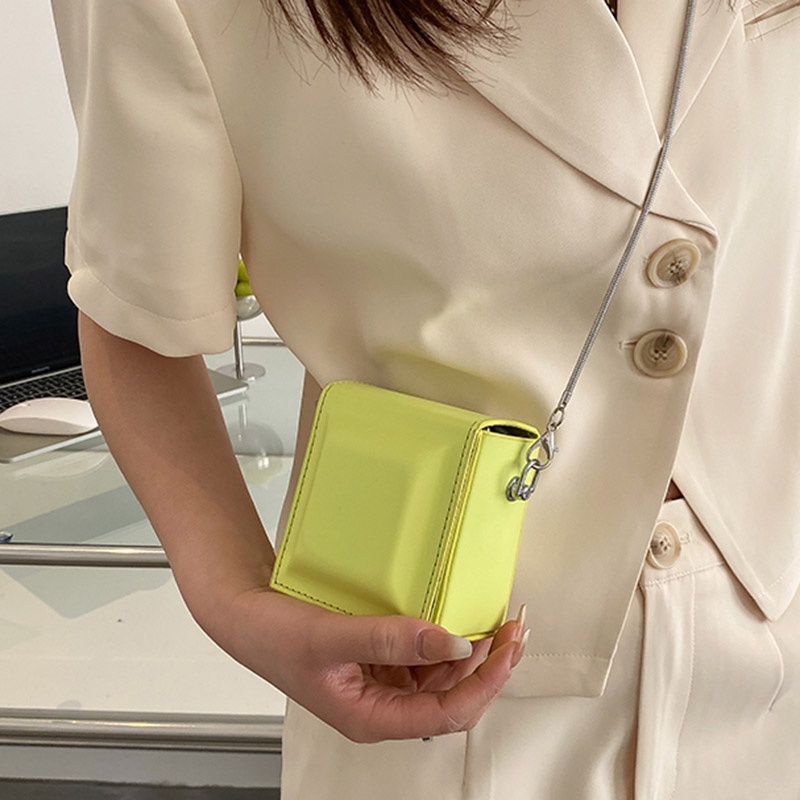 IELGY Túi Đeo Vai Hình Vuông Cỡ Nhỏ Phối Dây Xích Thời Trang Cho Nữ