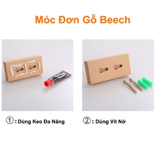 Móc treo tường,Núm gỗ decor gắn tường trang trí, Chất liệu gỗ beech