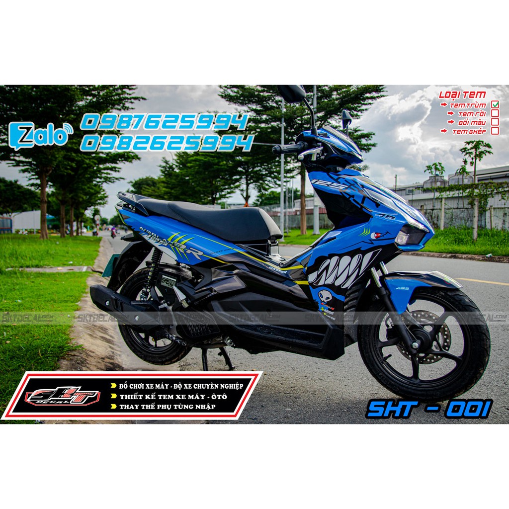 tem trùm airblade 2020 xanh đen cá mập