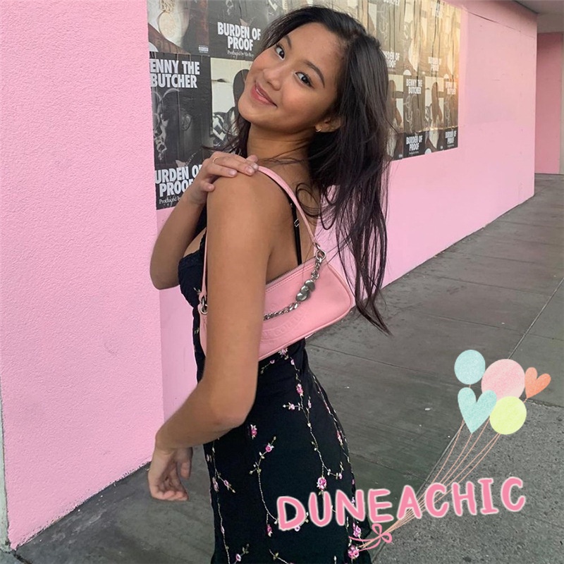 DUNEA Đầm hai dây họa tiết hoa phối lưới thời trang dành cho nữ