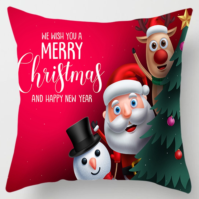 Vỏ gối dạng vuông in họa tiết phong cách Giáng sinh dùng cho trang trí nội thất | BigBuy360 - bigbuy360.vn