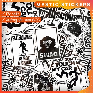 [Đen trắng #3] 102 Sticker chống nước dán laptop vali xe mũ bảo hiểm nhà cửa ...