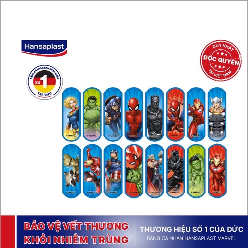 Băng Keo Cá Nhân Trẻ Em Marvel Hansaplast gói 10 miếng - Đức