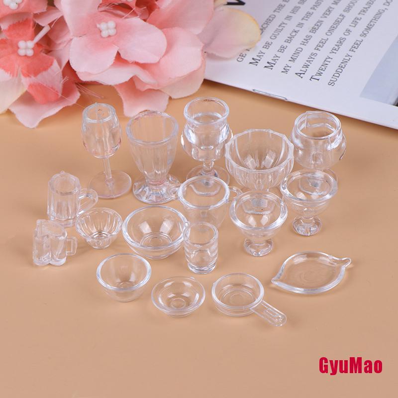 Bộ 17 Món Đồ Chơi Dụng Cụ Ăn Uống Trong Suốt Cho Nhà Búp Bê Tỉ Lệ 1:12