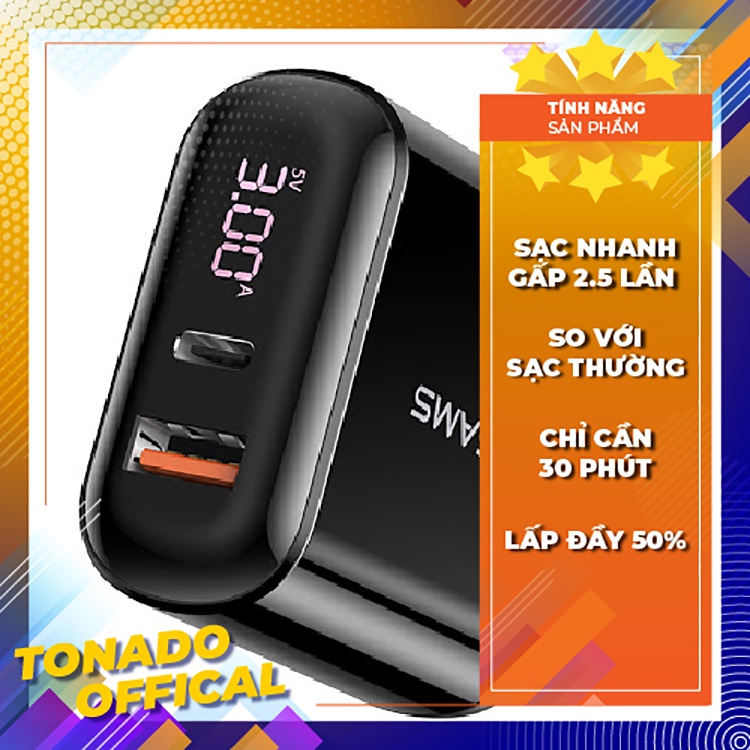 Bộ Sạc Nhanh Iphone 18w Cổng PD Màn Hình Kỹ Thuật Số USB-Type C To Lightning Phù Hợp Với Máy Iphone 7 đến Iphone 13