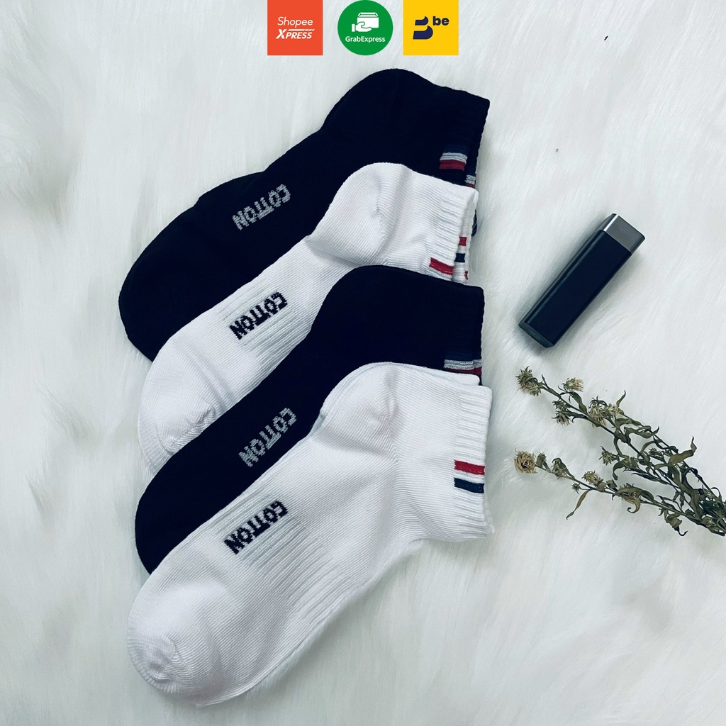 Tất/Vớ cổ ngắn cotton dành cho Nam đen - trắng