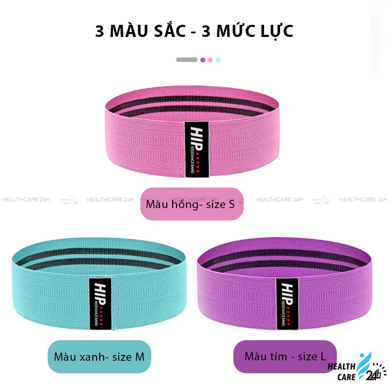 Dây Miniband kháng lực tập mông đùi, Healthcare24h M008, dây band hỗ trợ tập gym siêu bền, co giãn và đàn hồi tốt