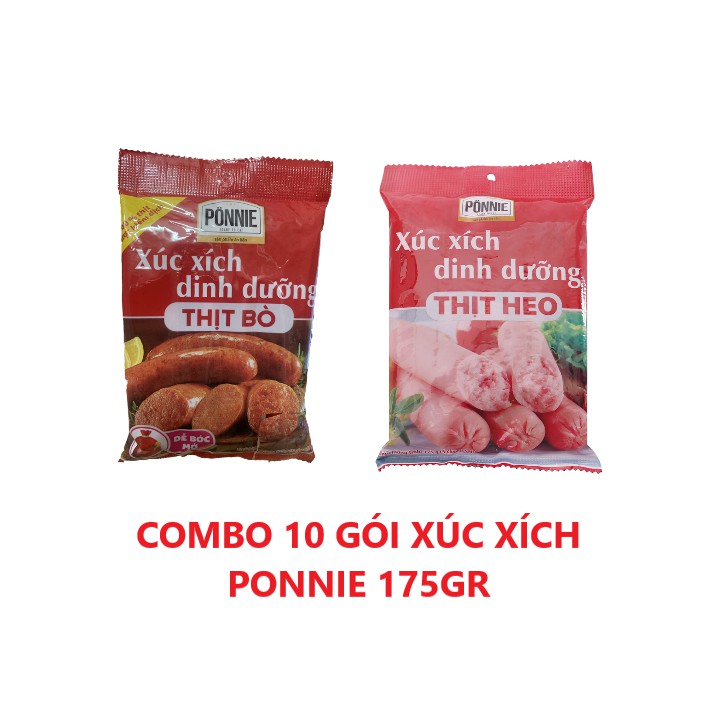 Combo 10 gói Xúc xích dinh dưỡng Ponnie 175gr