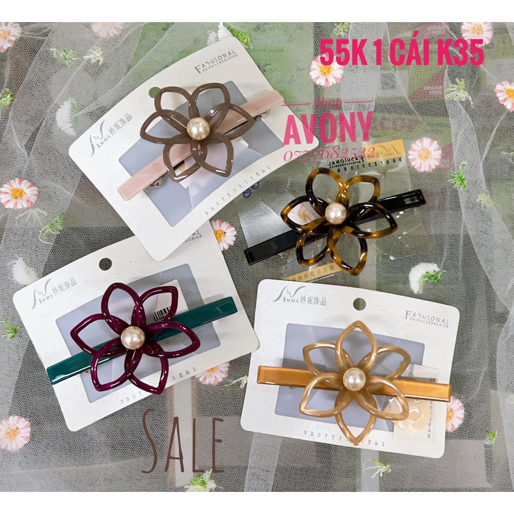 [SALE] Kẹp đuôi tóc - Cặp tóc sau đính hoa nổi