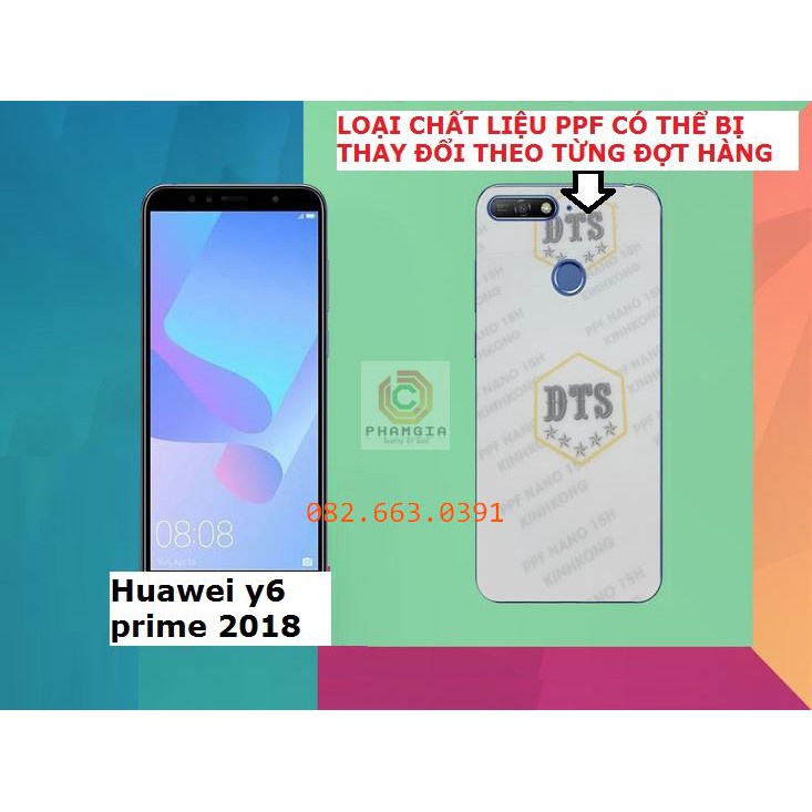 Dán PPF bóng, nhám cho Huawei Y6 prime 2018 màn hình, mặt lưng, full lưng viền siêu bảo vệ