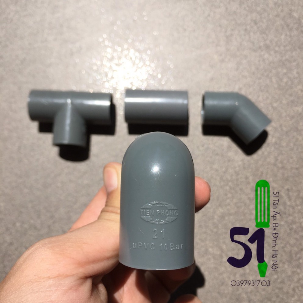 Tê 21 - Cút (Nối góc 90 độ) 21 - Chếch (Lơi) (Nối góc 45 độ) 21 - Măng sông (Nối thẳng) ống nhựa PVC sino phi 21
