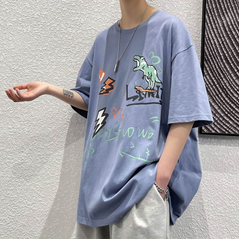 Áo thun tay ngắn dáng rộng họa tiết hoạt hình thời trang mùa hè phong cách Hàn Quốc cho nam và nữ size S-8XL
