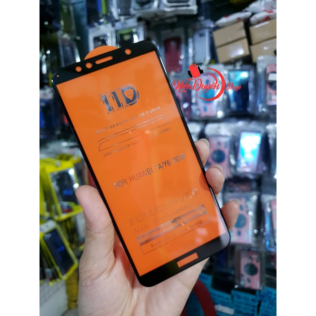 Dán cường lực 11D Huawei Y6 Prime 2018 full keo toàn màn hình