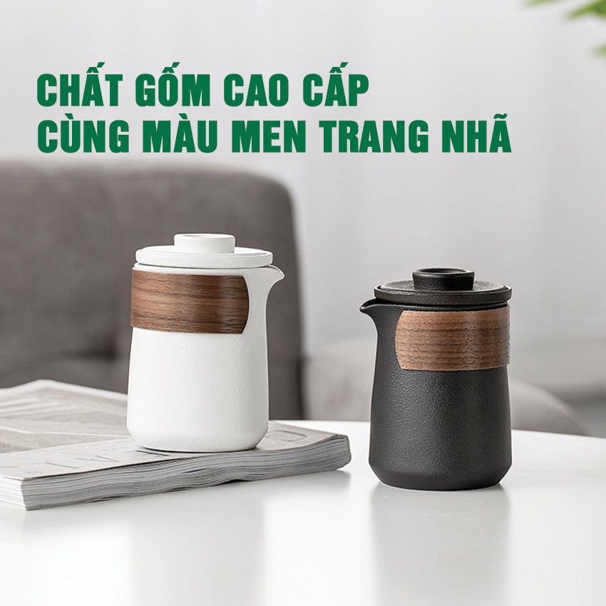 Bộ ấm chén pha trà du lịch xách tay thích hợp mang đi du lịch Portable Travel Tea Set with Teapot Tea