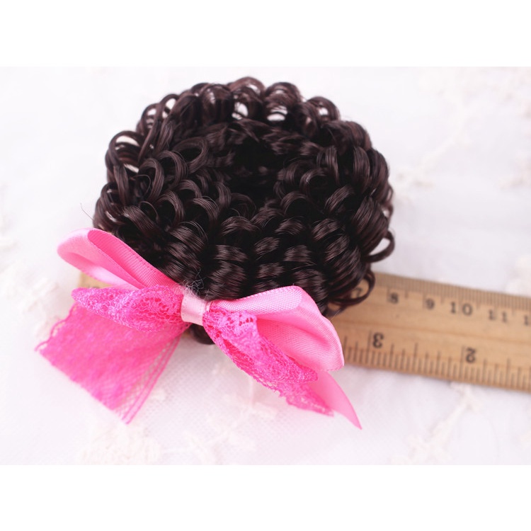 Cột tóc giả búi xoăn kèm nơ vải cho bé gái dễ thương BE11