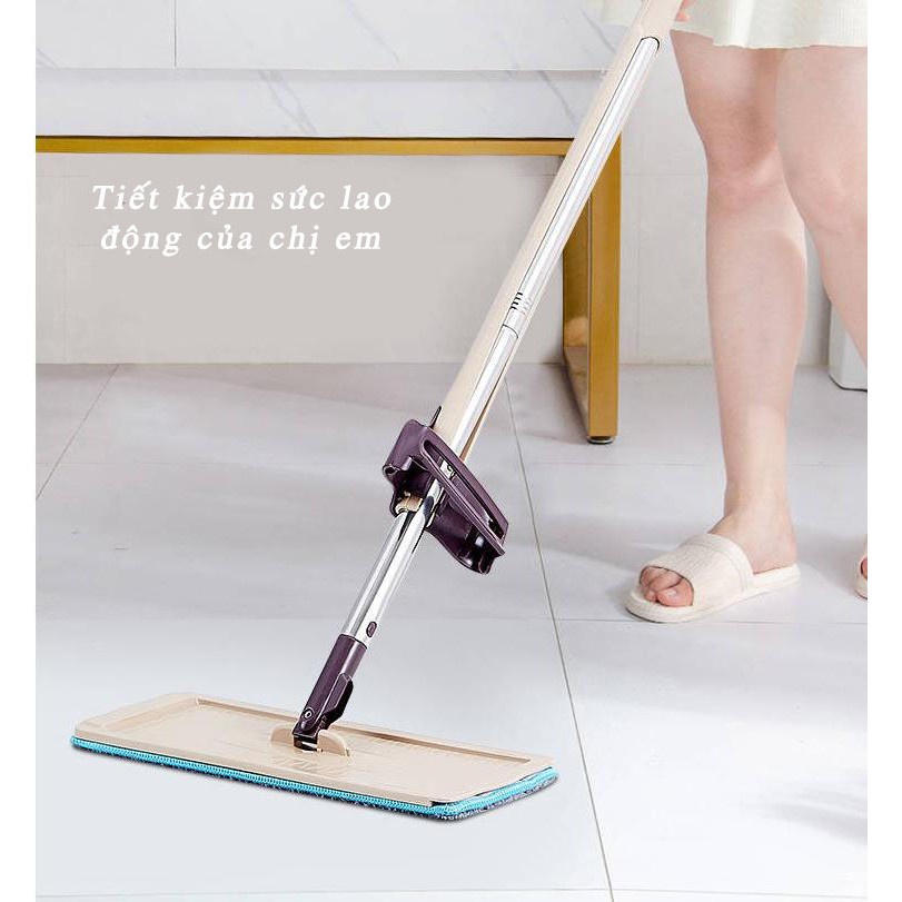 Cây lau nhà tự vắt phẳng thông minh Spin Mop xoay 360 độ - tặng thêm bông lau