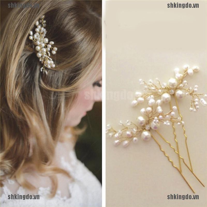 Trâm cài tóc hình hoa đính kim cương giả xinh xắn cho cô dâu