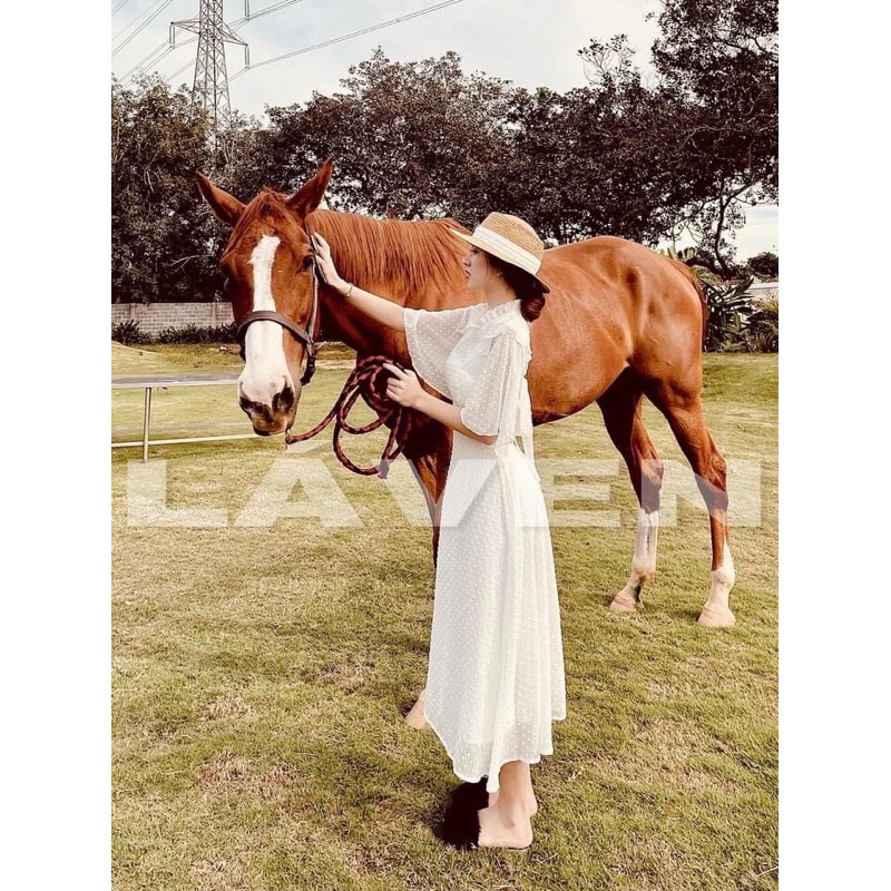 Đầm maxi chấm bi hở lưng | BigBuy360 - bigbuy360.vn