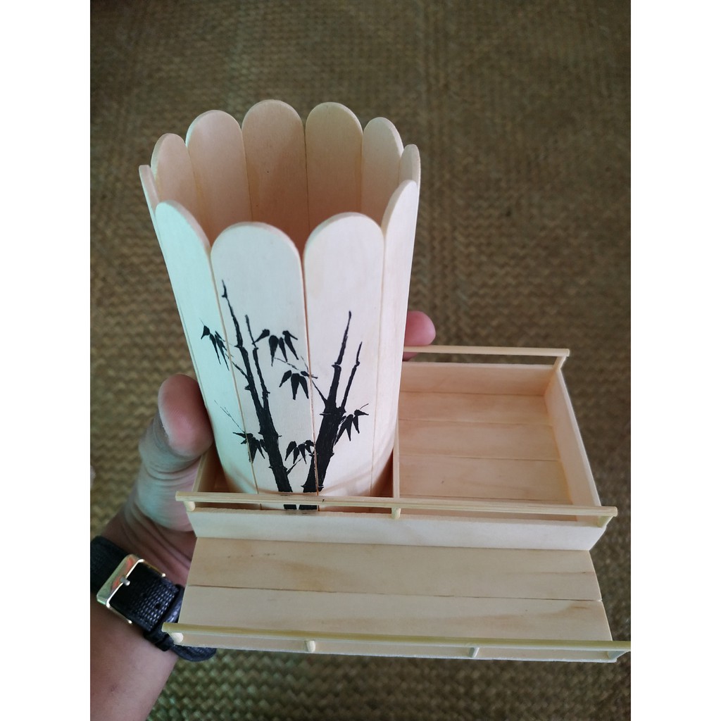 [Handmade] Hộp bút gỗ bạch dương kute cao cấp mẫu tròn