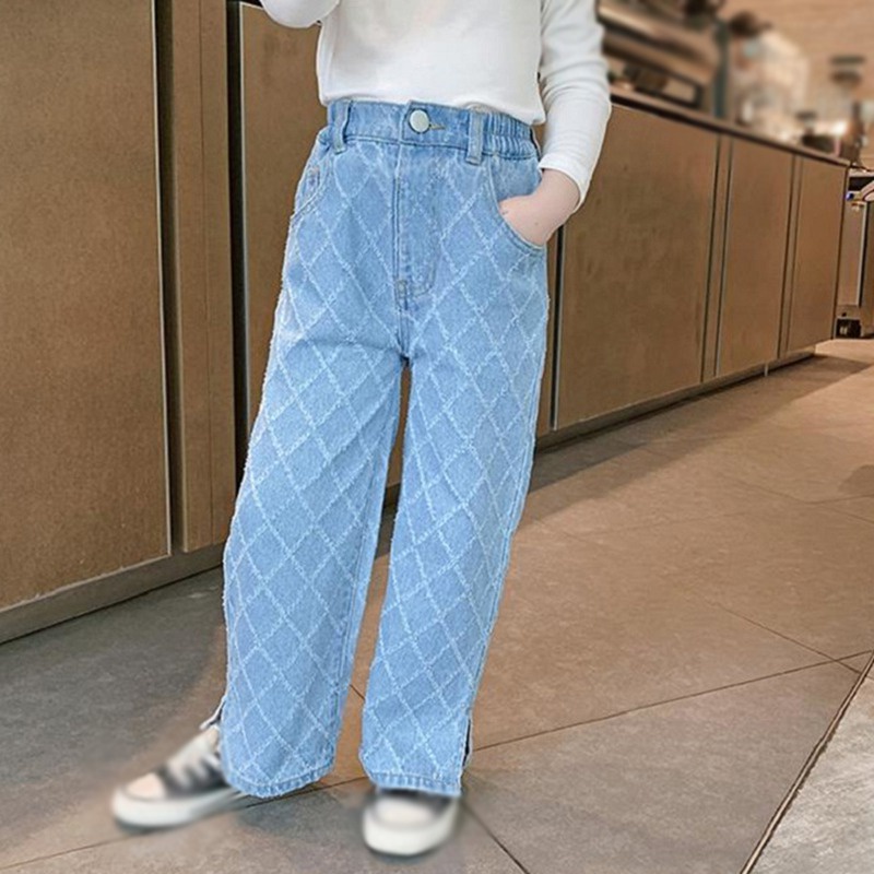 Quần Dài Họa Tiết Ca Rô Phong Cách Hàn Quốc Cho Bé Gái