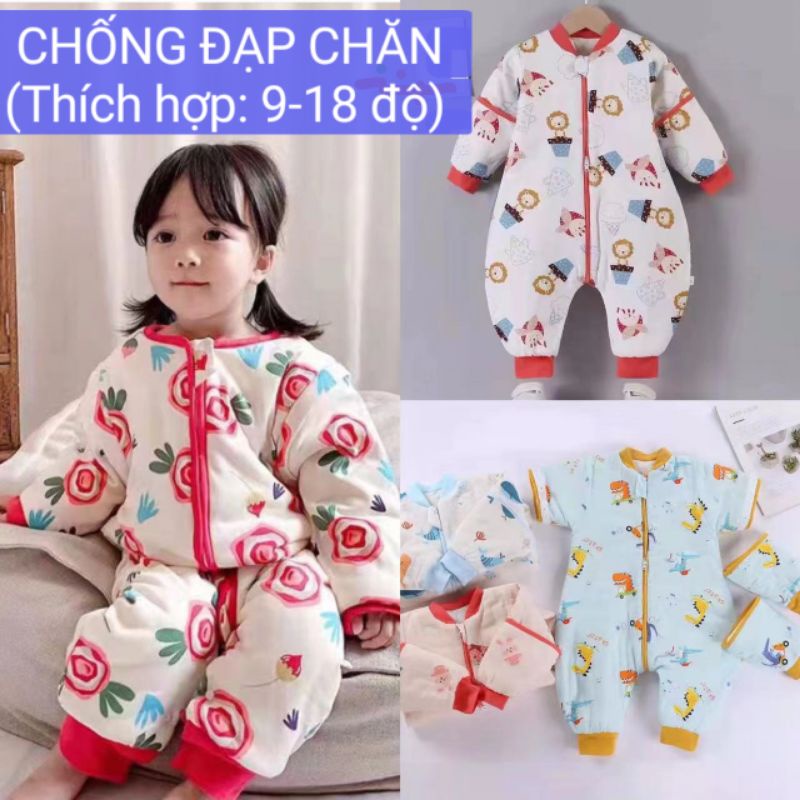 All_forkids:Túi ngủ cotton chần bông, bộ ngủ cho bé CHỐNG ĐẠP CHĂN