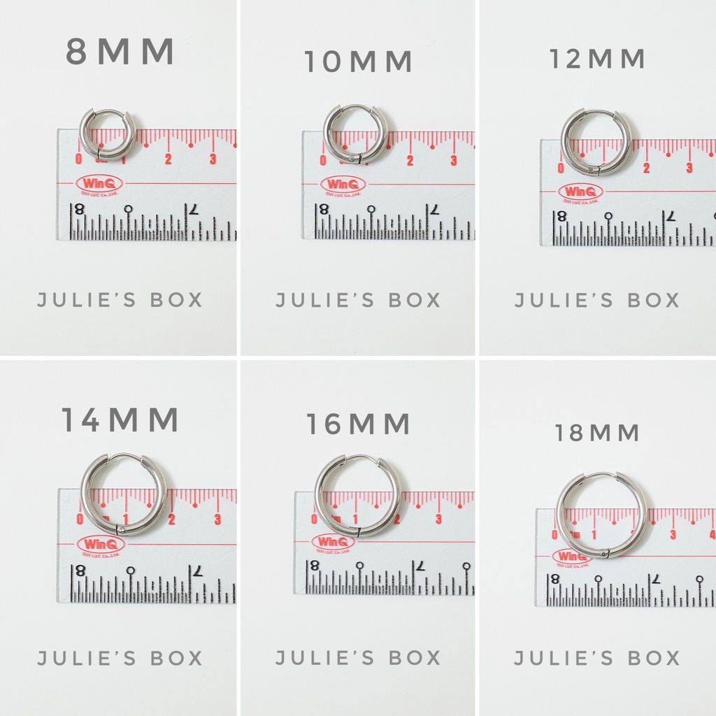 Khuyên Tai Hoop Tròn Nhiều Size Dày 2.5MM Xỏ Nam Nữ Hình Unisex Titanium Không Gỉ Không Ngứa Julies Box 66