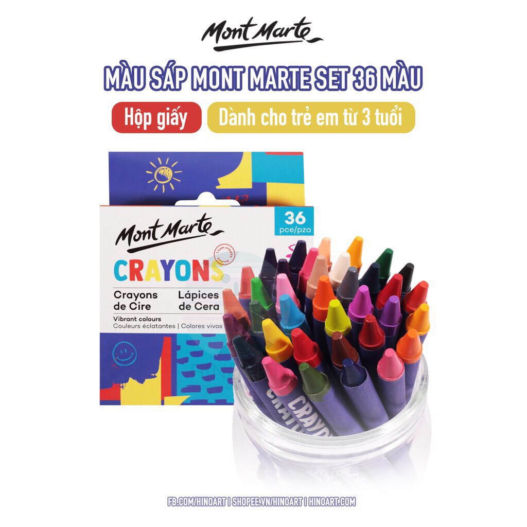 Bút màu sáp cao cấp Mont Marte - Màu Cho Bé Tập Vẽ (Crayon)