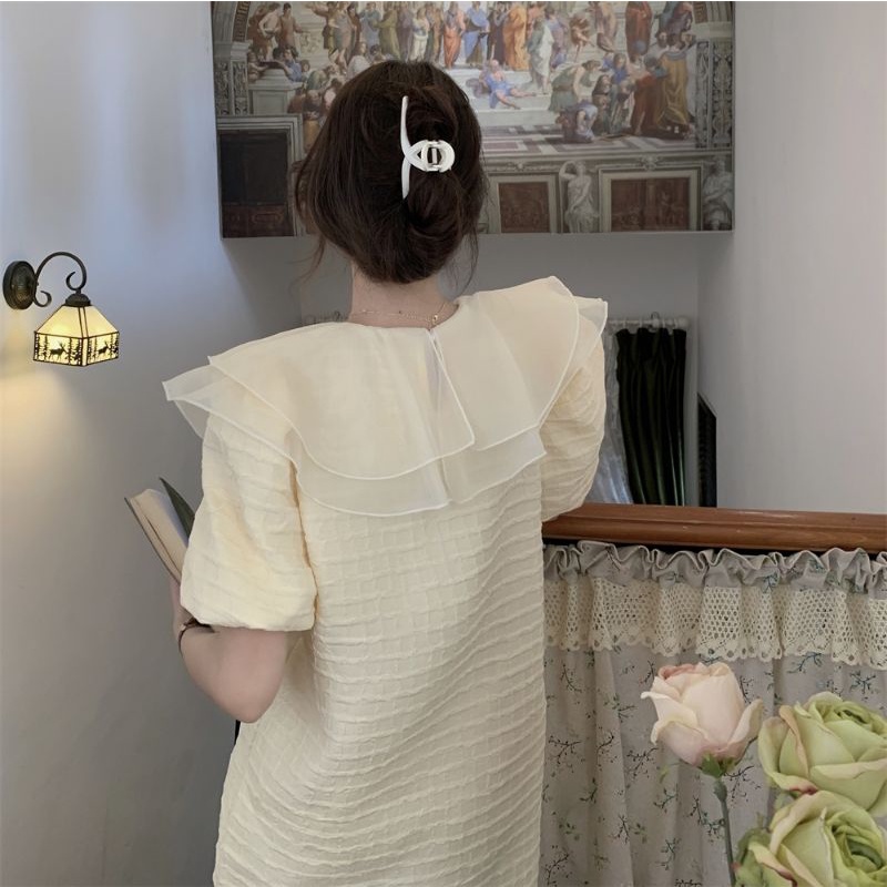Đầm babydoll cổ bèo voan