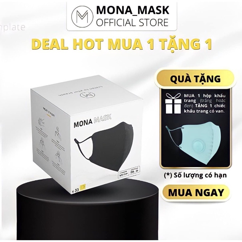 Hộp 30 chiếc Khẩu Trang MONA MASK 6 lớp lọc công nghệ nano tiêu chuẩn N99 ngăn đến 99% hạt bụi siêu mịn từ 0,3 Mircromet