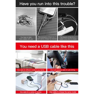 Cáp Sạc Đa Năng BASEUS RAPID SERIES 4 trong 1 (3.5A, 1.2M, Type C/ Micro/ 2 Lightning , Fast charge 4 in 1 Cable)