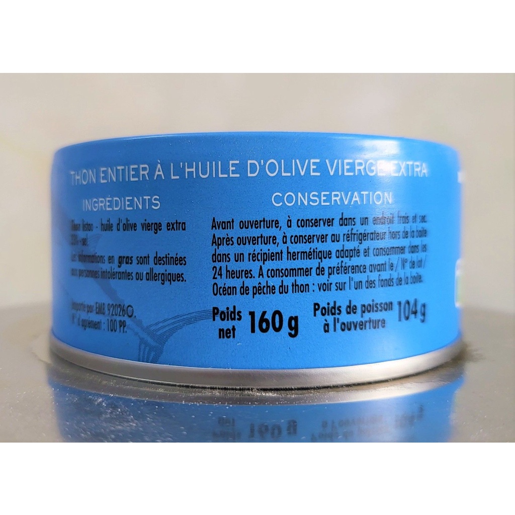 Cá Ngừ Ngâm Dầu Oliu Casino 160g - Casino Thon Entier Huile D'Olive Vierge Extra