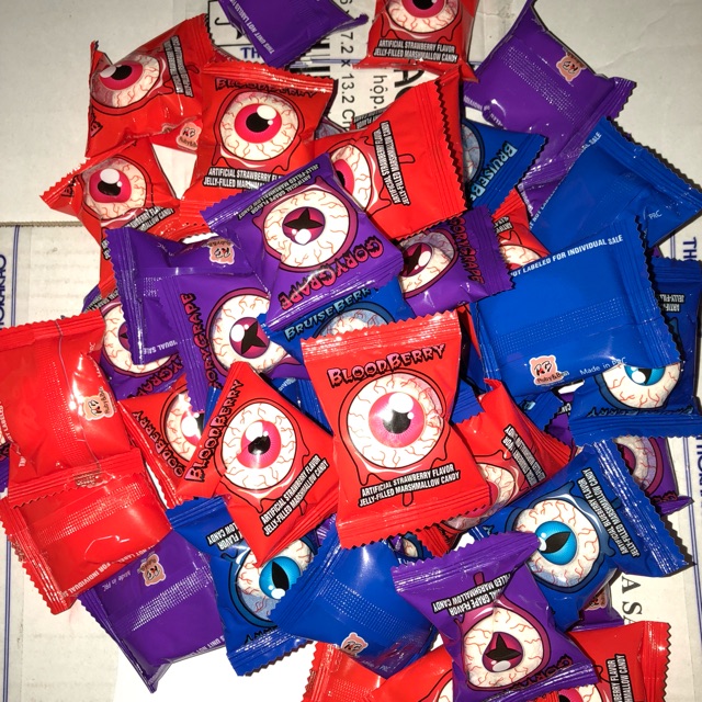 Bịch Kẹo Dẻo Xốp Kinh Dị Con Mắt Candy Zing Eye Balls Assorted Jelly Filly Máhmallows 1 viên